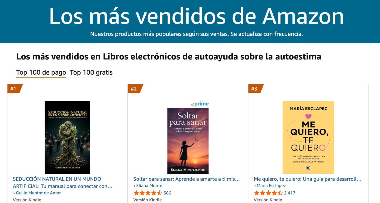 Ranking de los más vendidos de Amazon con el libro en el puesto número 1