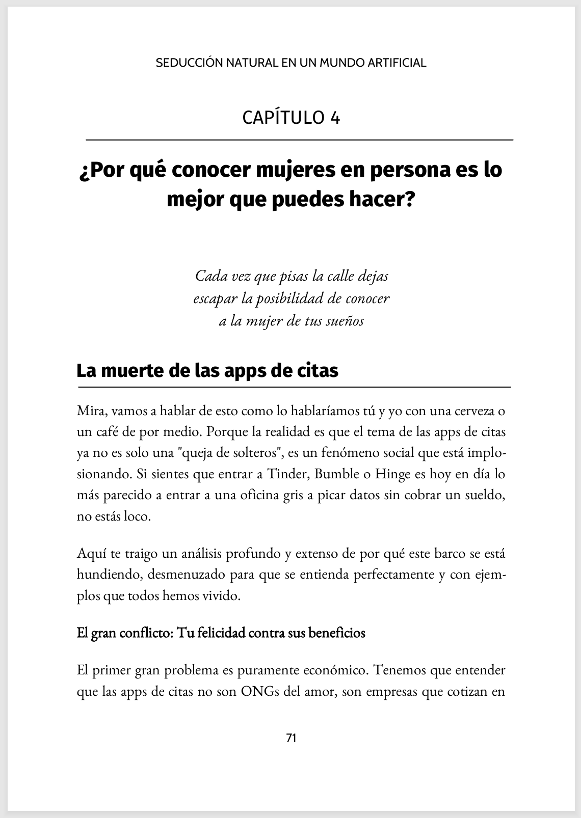 Página del capítulo 4: ¿Por qué conocer mujeres en persona es lo mejor que puedes hacer?
