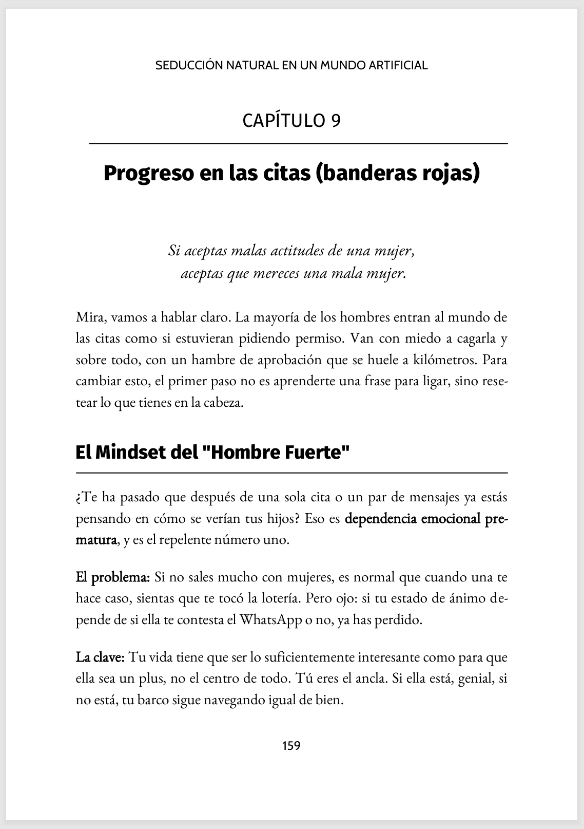 Página del capítulo 9: Progreso en las citas (banderas rojas)